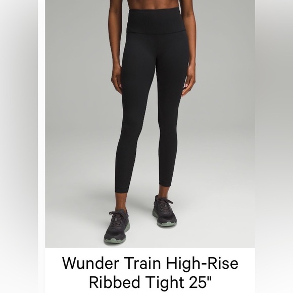 lululemon athletica Pants - Lululemon Black Wunder Train High-Rise Ribbed Leggings tight 25” size 6